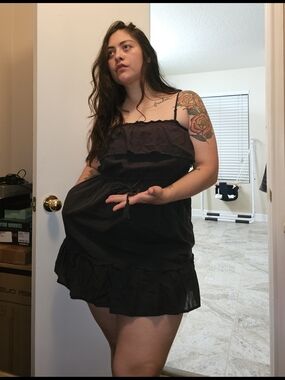 American Eagle Outfitters Black Ruffle Tie-Front Mini Dress